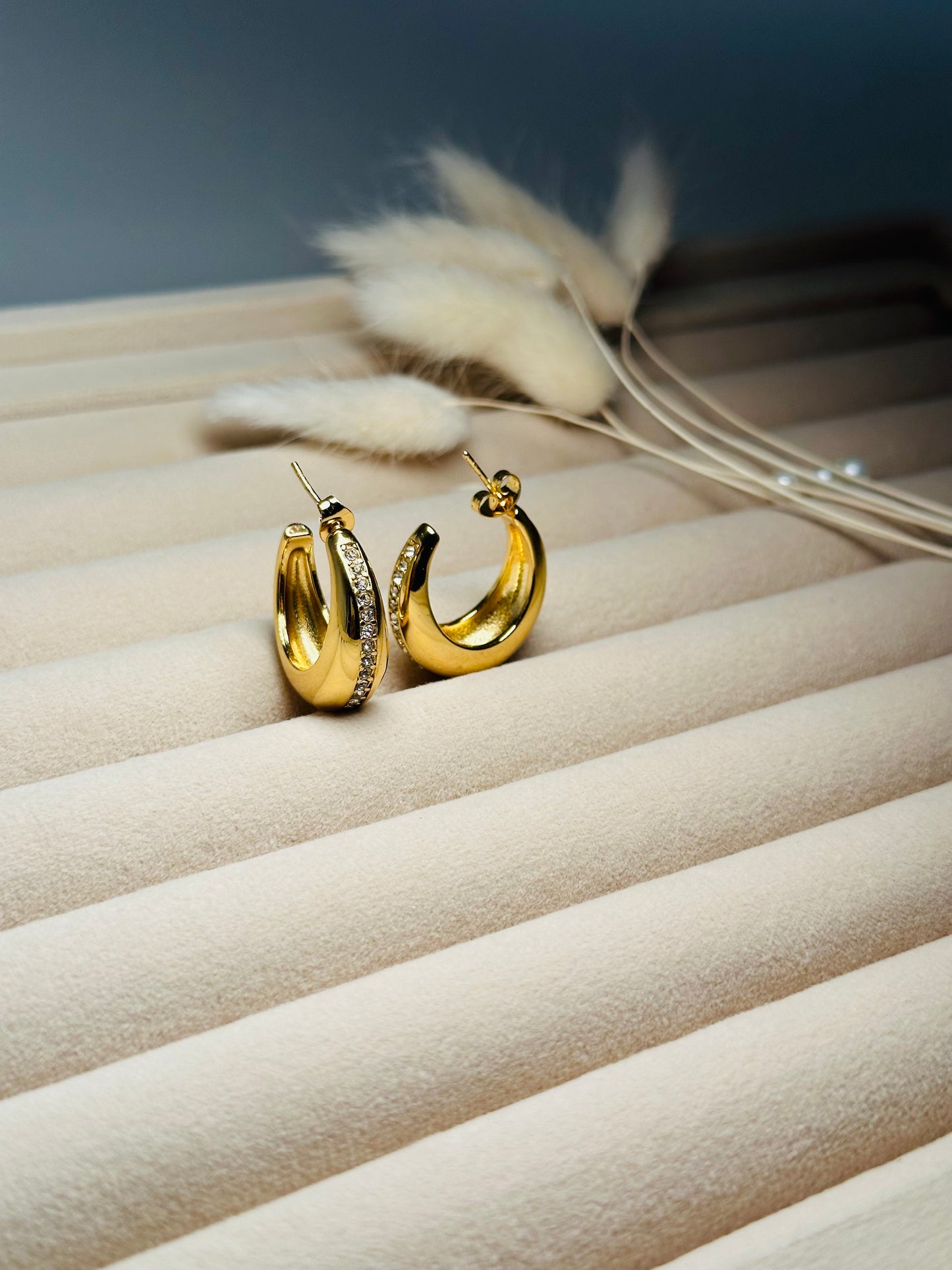 Stone-Studded Hoop Earrings