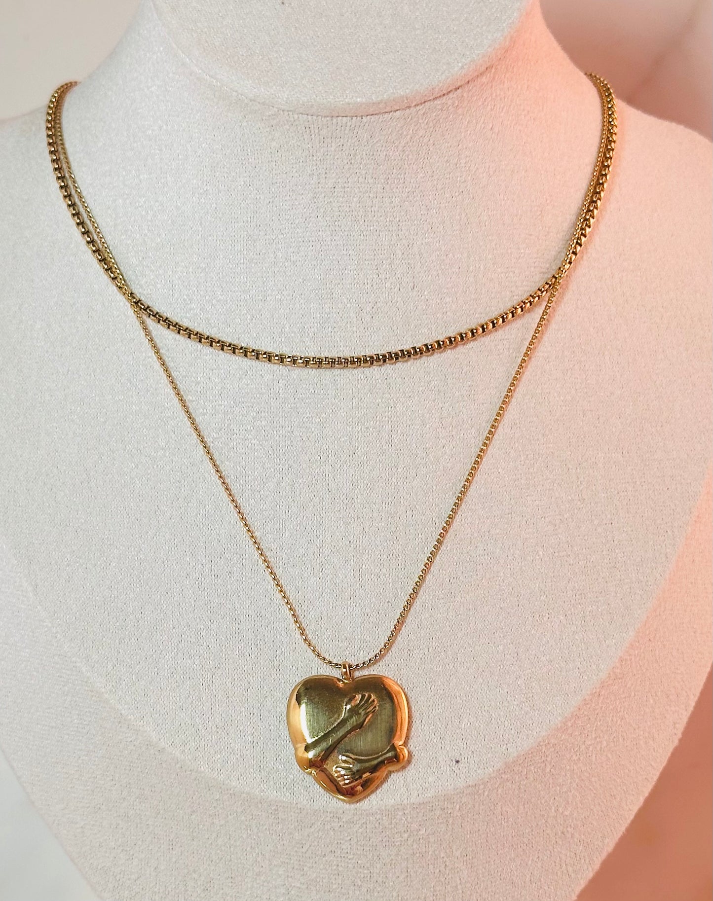 Heart and Cuddle Pendant Necklace