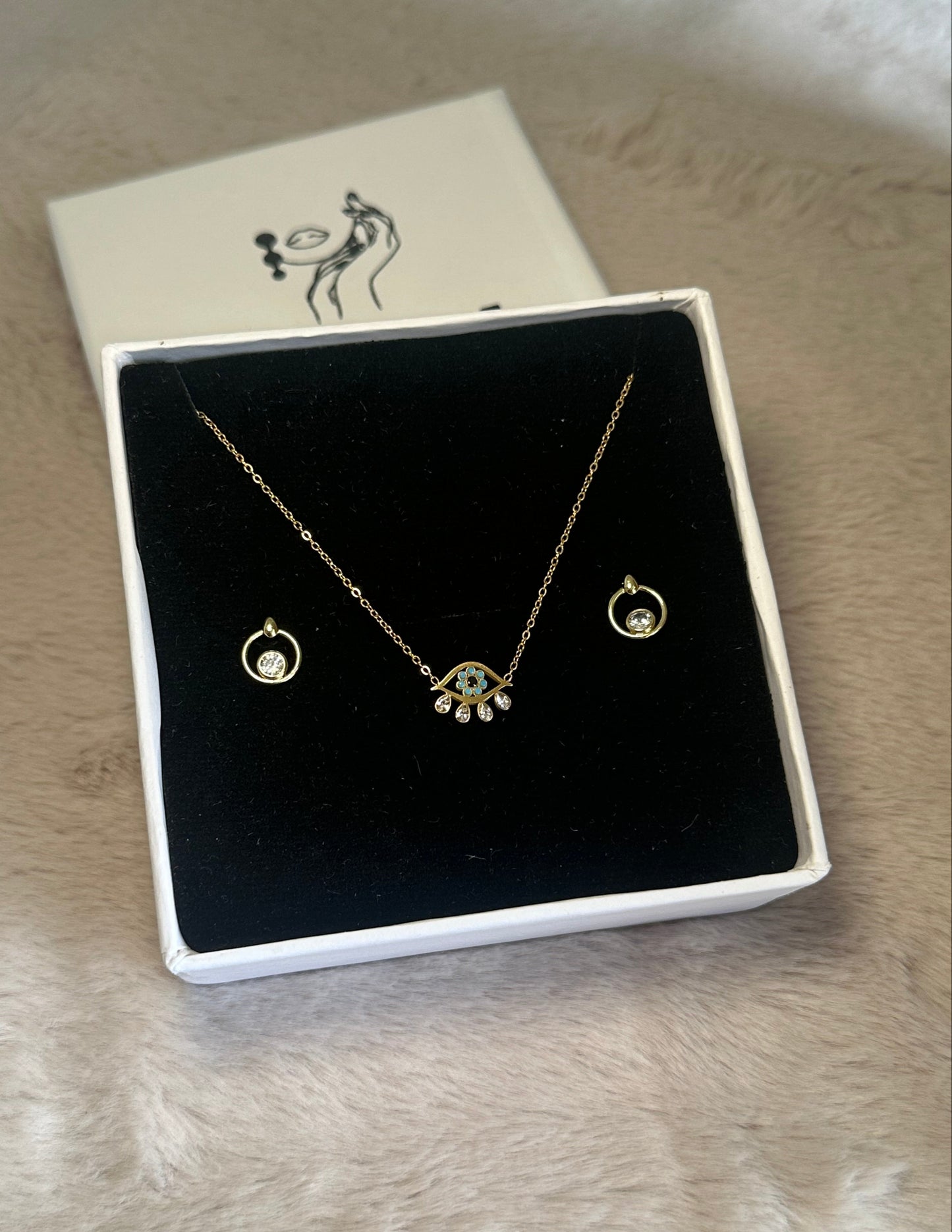 Minimal Evil Eye Jewelry Set