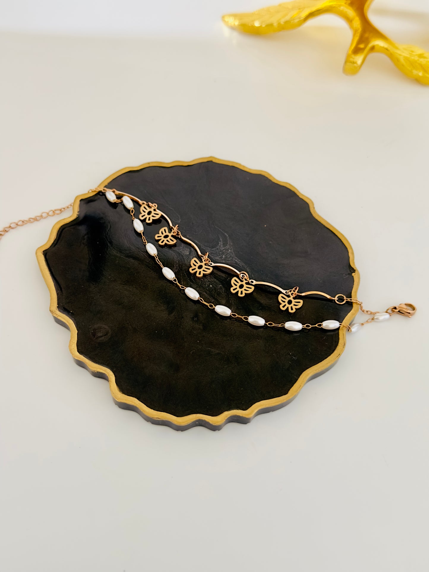 Rose Gold Beaded Charm Bracelet