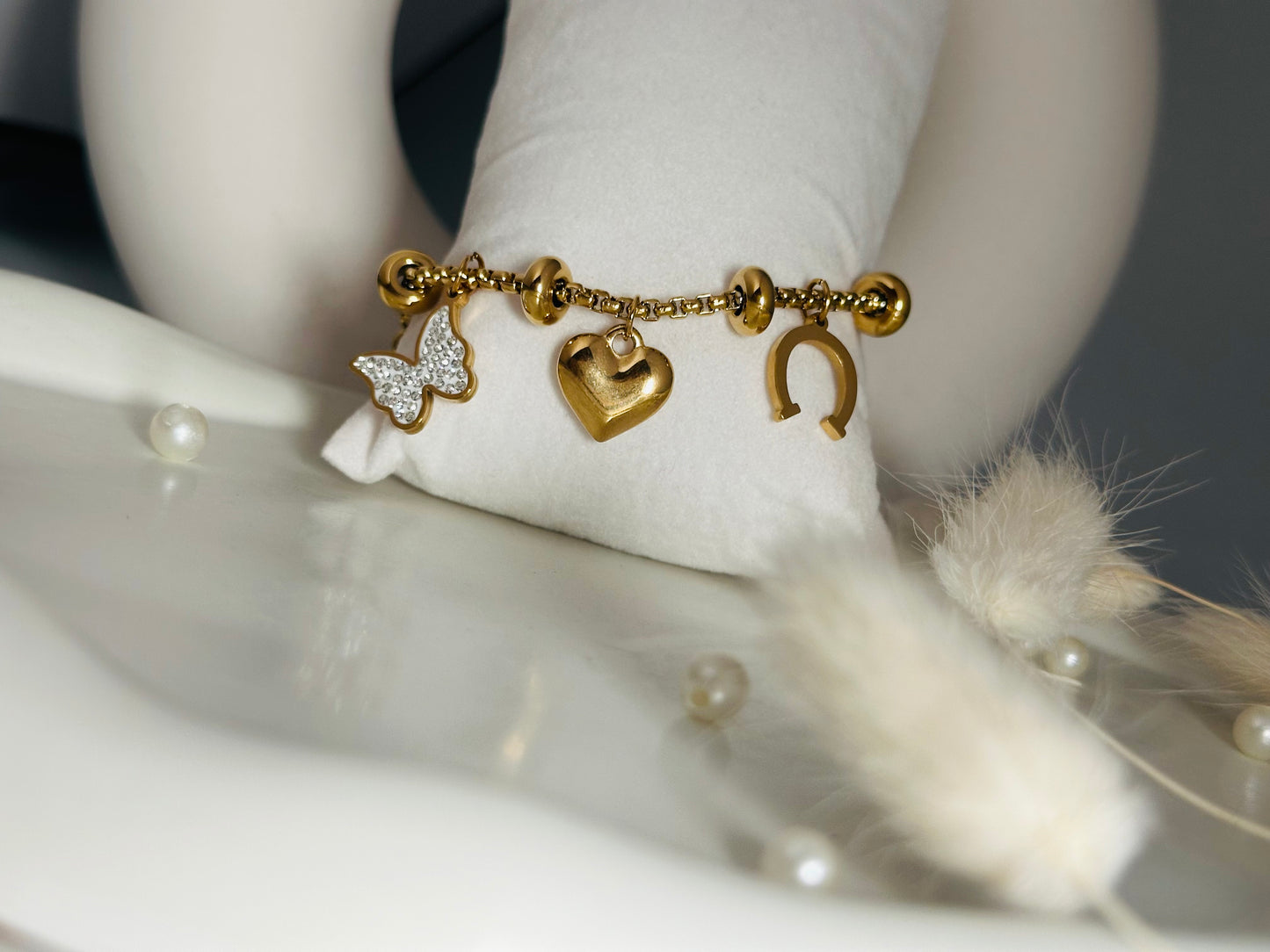 Flutters & Hearts Charm Bracelet