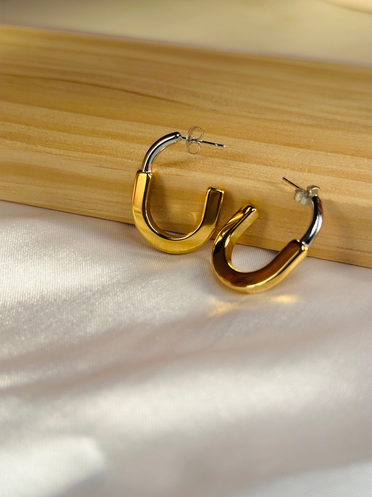 Dual Tone Hoop Earrings