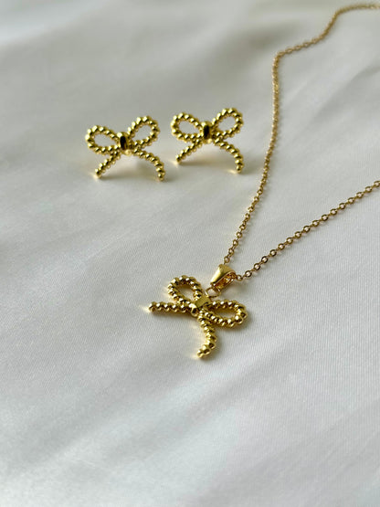 Bow-Inspired Necklace and Earrings Set