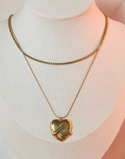Heart and Cuddle Pendant Necklace