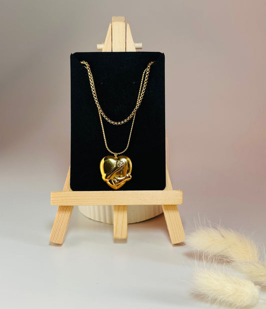 Heart and Cuddle Pendant Necklace