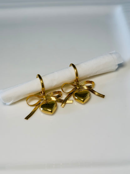 Heart & Ribbon Earrings