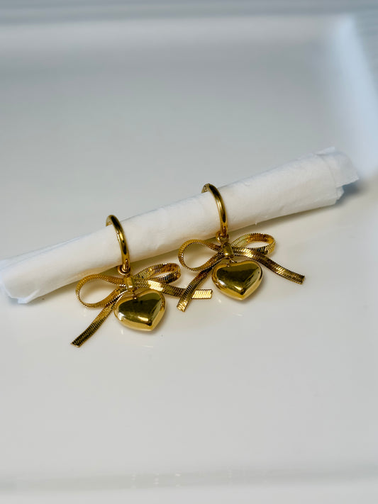 Heart & Ribbon Earrings
