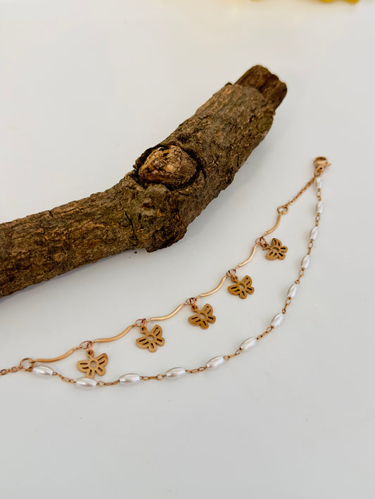 Rose Gold Beaded Charm Bracelet