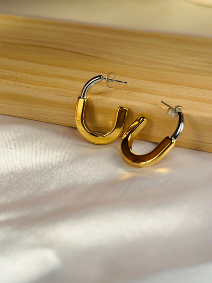 Dual Tone Hoop Earrings