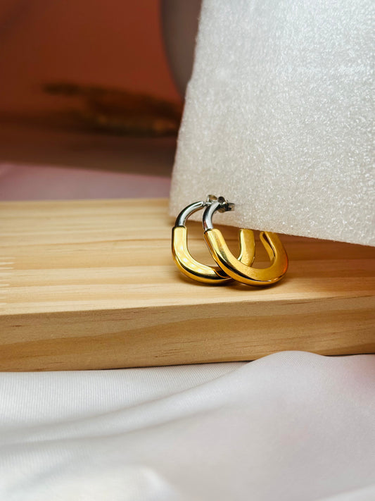 Dual Tone Hoop Earrings