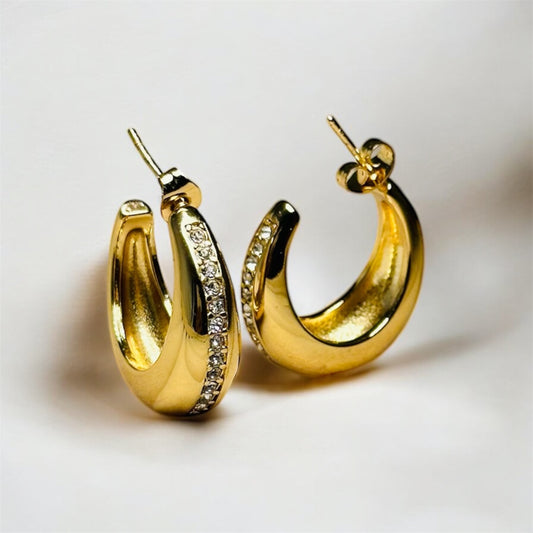 Stone-Studded Hoop Earrings